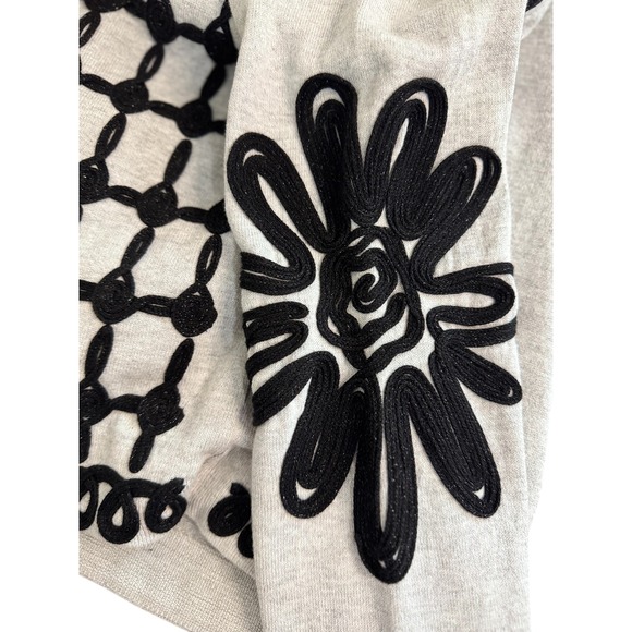 NIC ZOE Gray Black Embroidered Cardigan Sweater Jacket Women's Size S - Picture 13 of 13